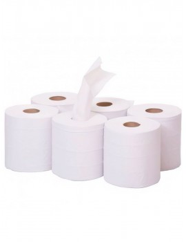 Pack of 6 White  Centerfeed rolls 150m x 170mm Hygiene